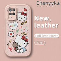 เคส Chenyyka สำหรับ Realme 8 8S 5G เคส Q3i V13 Narzo 30 5G เคสการ์ตูนน่ารักเฮลโลคิตตี้ดีไซน์ใหม่หนังนิ่มเคสกล้องคลุมทั้งหมดป้องกันการกระแทกขอบนิ่ม