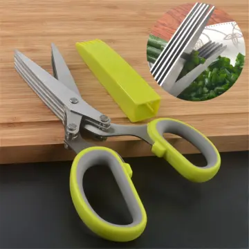 5 Layer Kitchen Shears 5 Blade Stainless Kitchen Shears Scallion Cutter  Laver Spices Herb Chive Cutter For Cutting Cilantro