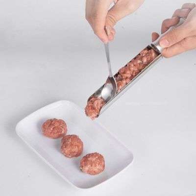 2PCS/set Stainless Steel Kitchen Meatball Maker with Spoon Home Cooking Tools for Cooping Cookie Dough Rice Balls Tools Cooking Utensils