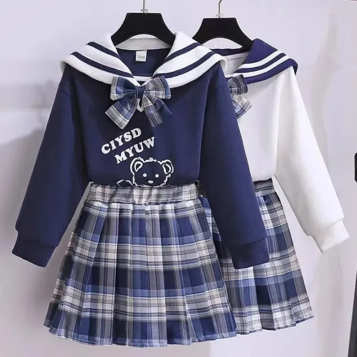JK Japanese Korean School Uniform Style High Waist Shirt With Bow Tie  Pleated Skirt School Girl Outfit Kawaii Uniform Dress | Lazada PH