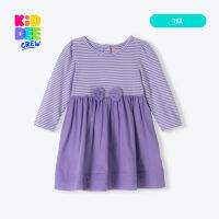 KiddeeCrew ชุดกระโปรงเด็กผู้หญิง สีม่วงมีโบว์ ตรงกลาง Dress Purple สำหรับเด็กผู้หญิง 1-2 ปี