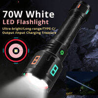 Powerful Flashlight 70W White LED Wick Long Distance 18650 Light XHP120 Aluminum Telescopic Zoom USB Self Defence Military