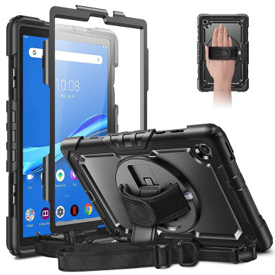 หน้าจอในตัว Protector 360องศาขาตั้งแบบหมุนได้ Heavy Duty Hybrid Shockproof มือสายคล้องไหล่,ที่ใส่ดินสอสำหรับ Lenovo Tab M10 Plus 10.3นิ้ว2020 2nd Gen TB-X606F/X606X