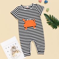 COD SDFGERGERTER Mikrdoo Damit For 3-24 Months Newborn Baby Boy Short Sleeve Romper Cute Animal Costumes Striped Summer Jumpsuit Toddler Baby Boy Casual Daily Clothing Cotton Pajamas