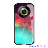 เคส Realme 11 Pro 5G Realme 11 Pro + 5G Aurora Galaxy ดวงดาวบนท้องฟ้าอวกาศไล่ระดับสีเคสฝาหลังกระจกเทมเปอร์กันกระแทก