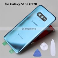 ปกหลังสำหรับเปลี่ยน Samsung Galaxy S10e G970f ด้านหลังกระจกพร้อมสติกเกอร์กาวเลนส์กล้องถ่ายรูป