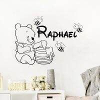 Personalized Kids Name Winnie the Pooh Wall Decal Cartoon Bear Wall Stickers Nursery Room Decor Boys Girls Gift A662 Stickers