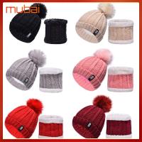 MUBAI ป้องกันความเย็น หมวก ชุดขี่ ผ้าพันคอ หมวกบีนนี่ หมวกสกีหิมะ ฤดูหนาวที่อบอุ่น หมวกผ้าพันคอชุด