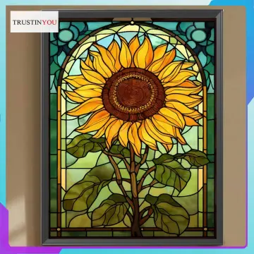 5D DIY Diamond Painting Glass Stained Sunflower Mosaic Cross Stitch Full  Square Round Drill Diamond Painting