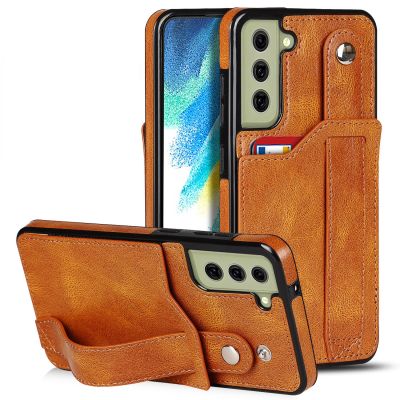 「Enjoy electronic」 Wrist Strap Leather for Samsung Galaxy S22 S21 FE Ultra Plus Note 20 A52s A72 A32 A33 A53 A73 5G Case with Credit Card Holder