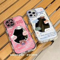 เคส ไอโฟน กระจกแต่งหน้าการ์ตูนสัตว์ 14Pro Max เคสมือถือแอปเปิ้ล 131211 พื้นผิวกระจก XSXRX นุ่ม