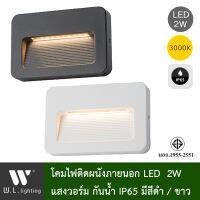 โคมไฟติดผนังภายนอกอาคาร กันน้ำIP65 โคมไฟLED ในตัว 2W แสงวอร์ม 3000K มีให้เลือกสีดำ/สีขาว รุ่น WL-DU-5325-2W-BK/WH