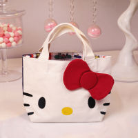 Kawaii Sanrio Hello ผ้าใบกระเป๋าการ์ตูนขนาดใหญ่ capactiy ไหล่กระเป๋าผู้หญิง Casual Tote กระเป๋าถือน่ารักกระเป๋าสาว Gift