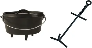 Lodge L8DOLKPLT Cast Iron Dutch Oven with Dual Handles, Pre-Seasoned,  5-Quart,Black