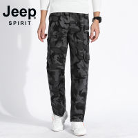 JEEP SPIRIT กางเกงขายาวผู้ชายแบบหลวมหลายกระเป๋า,กางเกงผู้ชายขาสามส่วนฤดูใบไม้ผลิและฤดูใบไม้ร่วงลำลอง