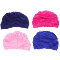 4 Pcs Pleated Swimming Waterproof Swim Cap Adults Infant Hat Waterproof Waterproof Swim Caps Sports Elastic Silicone Swim Caps