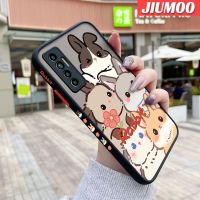 เคส JIUMOO สำหรับ Tecno Camon 17P Spark 8 Pro Spark 8 P เคสลายกระต่ายการ์ตูนขอบสี่เหลี่ยมข้างบางดีไซน์ใหม่เคสมือถือแข็งมีน้ำค้างแข็งโปร่งใสกันกระแทกปลอกซิลิโคนคลุมทั้งหมดกล้องป้องกันนุ่ม