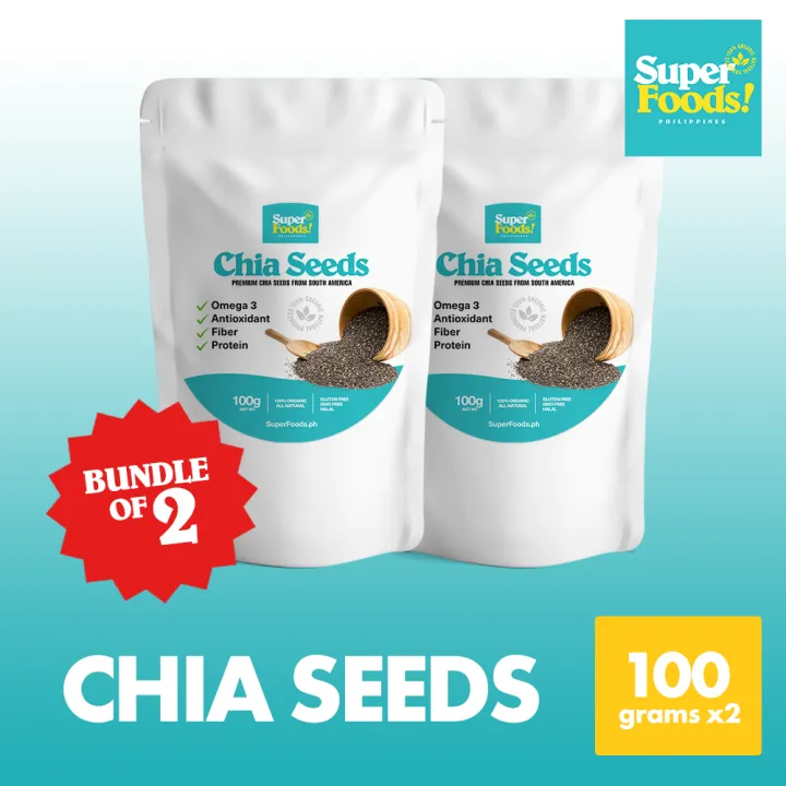 Organic Black Chia Seeds 100 grams (Bundle of 2) Superfood Imported
