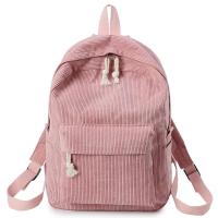 Preppy Style Soft Fabric Backpack Female Corduroy Design School Backpack For Teenage Girls Striped Backpack Women