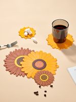 WORTHBUY Sunflower Silicone Mat Pad Drink Coaster Non Slip Insulation Pot Holder Placemat For Table Kitchen Accessories