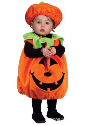 [Free ship] childrens pumpkin climbing costume cosplay stage jumpsuit role-playing