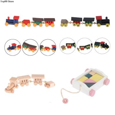 Mini Colorful Wooden Train Simulation Model Toys 1/12 Dollhouse Miniature Accessories For Doll House Decoration