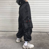 HOT casual style ulzzang Womens Clothing loose Harajuku style Ankle-length pants unisex pockets cargo pants casual hip hop new