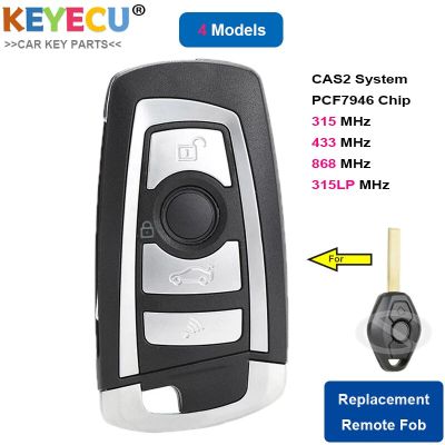 KEYECU กุญแจรถยนต์รีโมทฝาพับดัดแปลงสำหรับ BMW CAS2 1 3 5 6ซีรีส์ E60 E93 Z4 X5 X3 Fob 315Mhz 433Mhz 868Mhz-ชิป PCF7946-HU92
