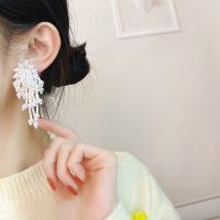 【Feelive】2021 New Trendy High-end Tassel Earrings Temperament Imitation Pearl Long Earrings Korea Wild Earrings Show Thin Face