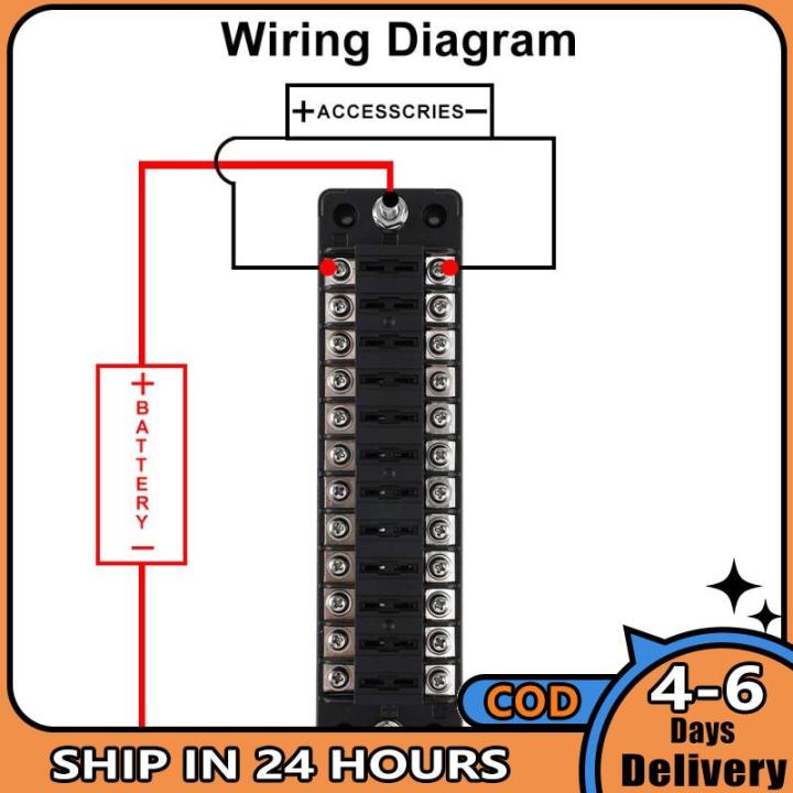 am-ชุดฟิวส์รถยนต์ดัดแปลงอเนกประสงค์ตัวยึดฟิวส์กล่องฟิวส์12ทางกล่องฟิวส์บวกลบ12-32v-ฟิวส์บล็อกสำหรับรถยนต์รถและเรือเดินสมุทรรถยนต์