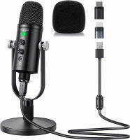 Mercase USB Microphone for Mac,PC,Phone Mic for Sing,ASMR,Podcast with Mute Button,Noise Cancelling,Headphone Output and Volume Control,Mic Gain Control for Vocal,YouTube Podcast on Mac and Windows