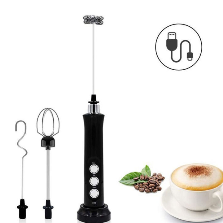 เครื่องตีฟองนมไร้สายแบบ3-in-1เครื่องตีทำฟองมือถือสำหรับ-lattes-ชงกาแฟโฟมผสมสำหรับ-cappuccino-frappe-matcha-frothing-คทา