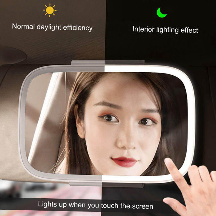 【Ready Stock】Car Sun Visor Mirror with LED Lights Makeup Sunshading Cosmetic Mirror Adjustable
