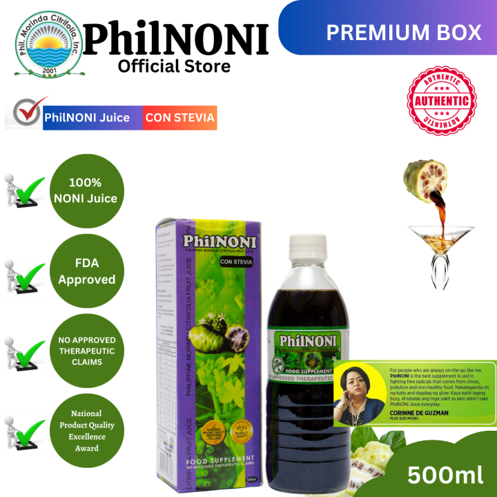 PhilNONI Juice Stevia 500mL 1 BOTTLE Made from the top quality NONI