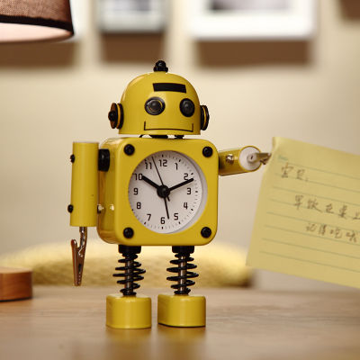 Metal robot alarm clock childrens cartoon cute silent alarm clock creative small alarm clock