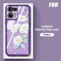 YBD เคสโทรศัพท์ สำหรับ OPPO Reno 7 Reno 8 4G F21 Pro 4G ดอกไม้ Camellia ลวดลายโปร่งใสสีฟิล์มเลนส์ TPU Carmera แบบนิ่ม