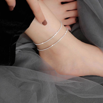 Thin Silver Plated Shiny Chains Anklet For Women Girls Friendship Beach Foot Jewelry Leg Bracelet Barefoot Tobillera de Prata