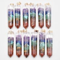 2021 New Retro Colorful natural amethysts Lapis Lazuli 7 colors stone pillar charms pendants wholesale 12pcslot free shipping