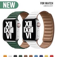 [HOT JUXLLKBKOW 514] สำหรับ Apple Watch Band หนัง Link Loop 44มม. 40มม. IWatch Series 6 SE 5 4 3 2 1นาฬิกาสร้อยข้อมือ42มม. 38มม. สายรัดข้อมือ