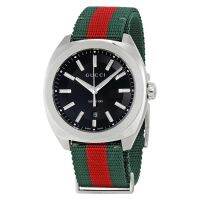 Karnvera Shop นาฬิกาข้อมือผู้ชาย Gucci Swiss Quartz Stainless Steel and Nylon Band Red/ Green Mens Watch Model: YA142305