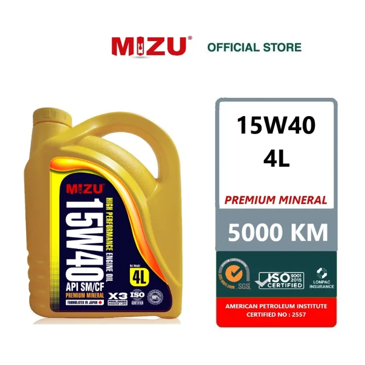 NEW Mizu 15W40 Mineral Engine Oil Minyak Hitam Toyota Honda Perodua