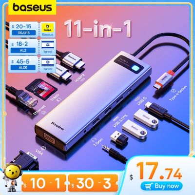 Baseus ดั้งเดิม USB C ฮับ To HDMI-VGA USB ที่เข้ากันได้ USB 3.0อะแดปเตอร์9/11ใน1 USB Type C ฮับสำหรับการแมคบุ๊กโปรแอร์ RJ45 PD การ์ดรีดเดอร์ SD