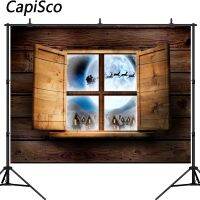【ร้อน】 Capisco ถ่ายภาพ Backgroundwindow หิมะบ้านพระจันทร์เต็มดวง Elkbackdrop Photocall มืออาชีพที่กำหนดเอง