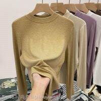 ▩✓▩ Bottom shirt with half-high collar slim fit long-sleeved t-shirt womens thickened brushed imitation cashmere top small turtleneck t-shirt