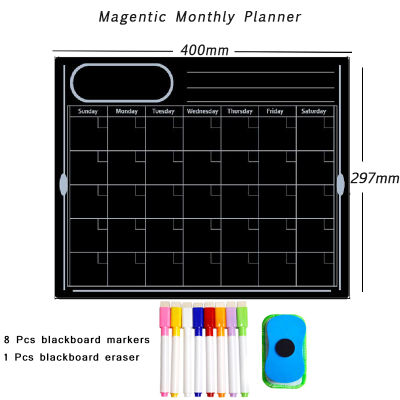 Black Board Magnetic Weekly Monthly Planner Calendar Fridge Erasable Memo Message Writing Dry Erase Door Board Wall Sticker Kids
