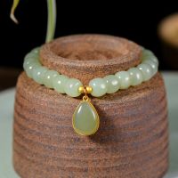 Elegant Water Drop Shaped Natural Hetian Jade Bracelets S925 Sterling Silver Bracelets for Women Jade Bracelet Jade Jewelry