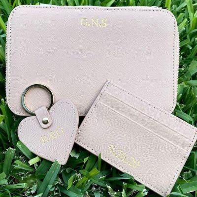 2021 New Customized Saffiano Leather Bag Women Camera Bag Fashion CardHolder Leather Phone case Key Chain Gift
