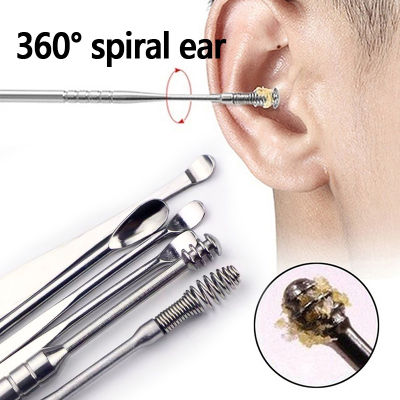 Xiaomi หูขี้ผึ้ง Pickers สแตนเลส Earpick ขี้ผึ้ง Remover เจาะชุด Earwax Curette ช้อนดูแลหูสะอาด Toolear ทำความสะอาด