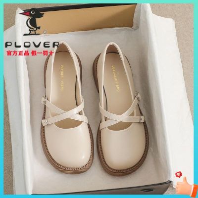 รองเท้านักเรียนผู้หญิง Woodpecker Mary Jane Little Leather Shoes Woman 2022 ใหม่ญี่ปุ่น JK รองเท้าเดี่ยวรอบนิ้วเท้าอังกฤษหนังนุ่มนุ่ม Soled Loafers V726