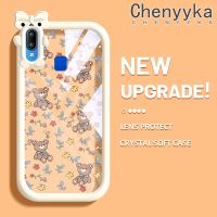 เคส Chenyyka สำหรับ VIVO Y91เคส Y95 Y91i การ์ตูนหมีดอกไม้แฟชั่นโทรศัพท์ซิลิโคนเนื้อนิ่มโปร่งใสดีไซน์ใหม่เคสใสกันกระแทกเลนส์กล้องถ่ายรูปลายหมีมอนสเตอร์ตัวน้อยน่ารัก